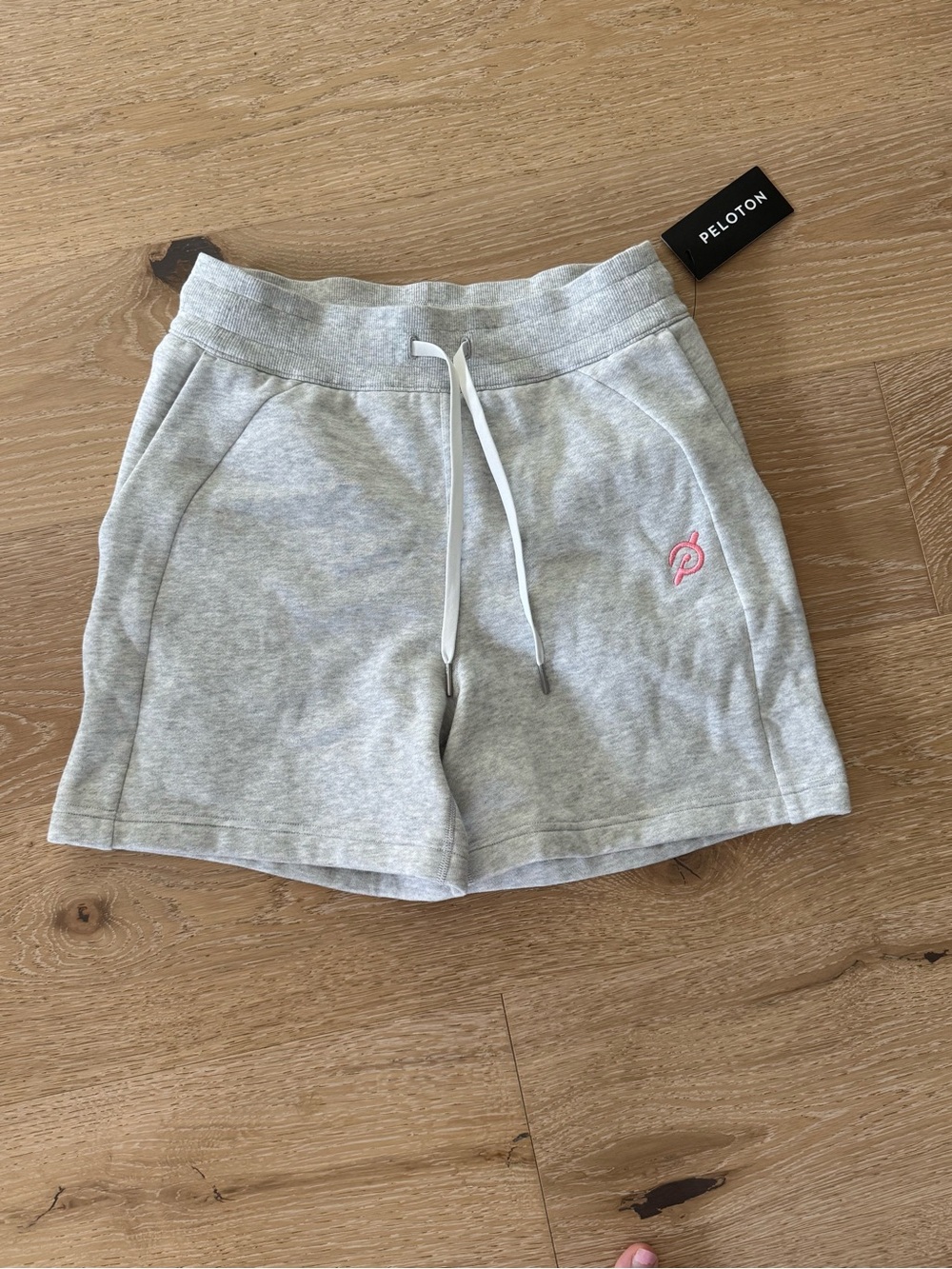 lululemon athletica 🍋 Light Gray Athletic Shorts with Pink Logo. Reposh!